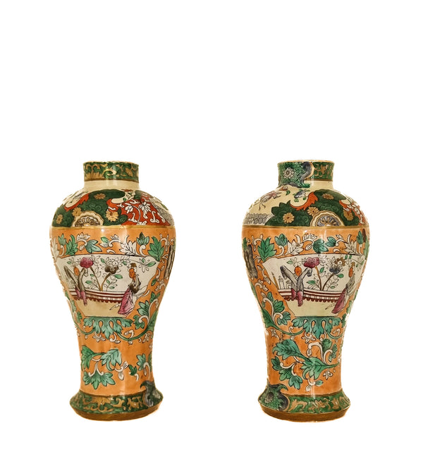 A pair of Chinese Qing style vases