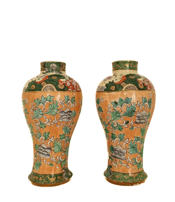 A pair of Chinese Qing style vases